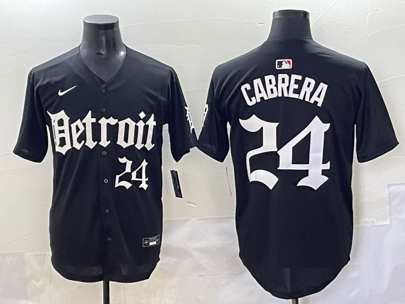 Men's Detroit Tigers Miguel Cabrera #24 Black Jersey